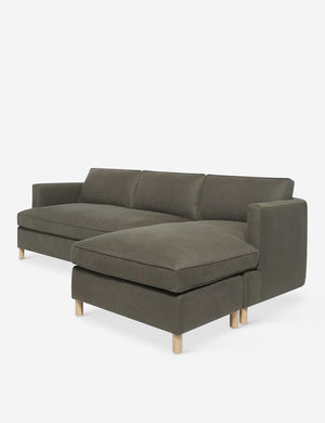Angled view of the Belmont Loden Gray Linen right-facing sectional sofa