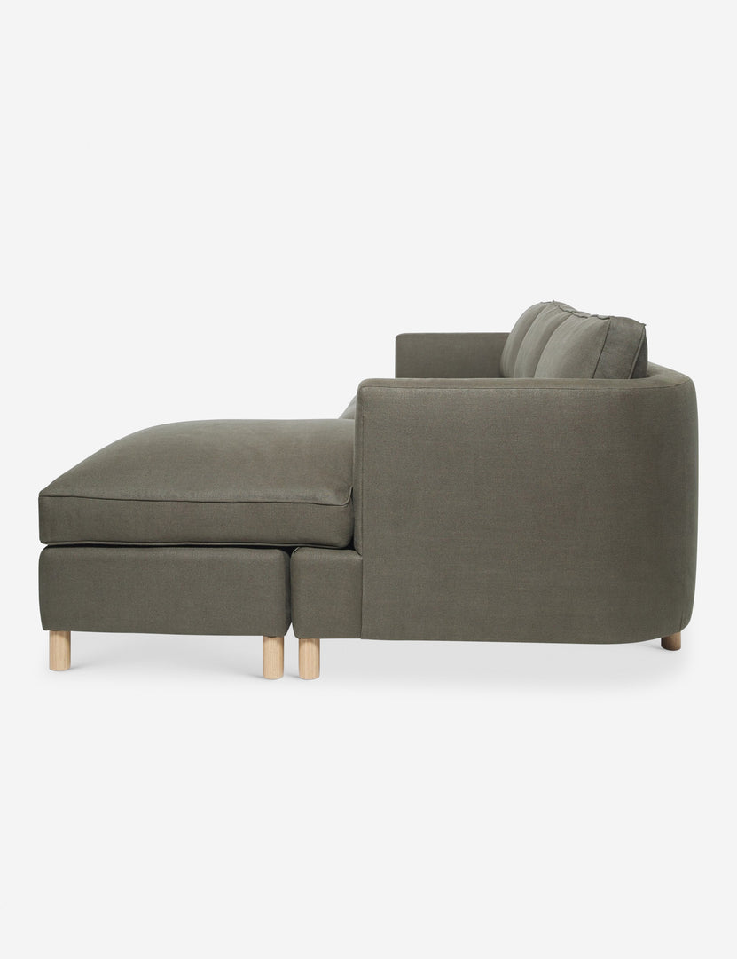 #color::loden #configuration::right-facing | Left side of the Belmont Loden Gray Linen right-facing sectional sofa