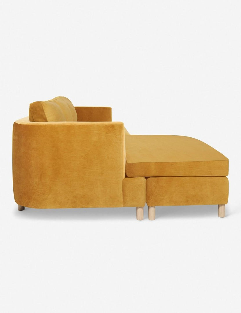 #color::goldenrod-velvet #configuration::left-facing | Right side Belmont Goldenrod Velvet left-facing sectional sofa