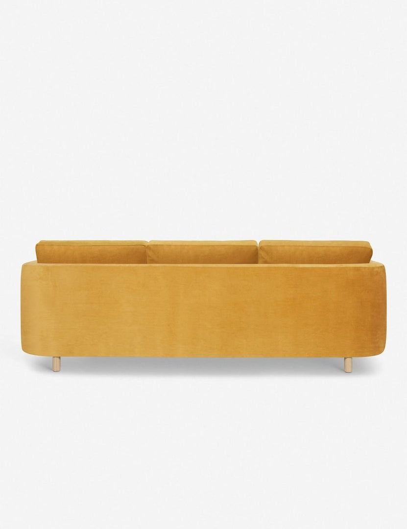 #color::goldenrod-velvet #configuration::right-facing | Back of the Belmont Goldenrod Velvet right-facing sectional sofa