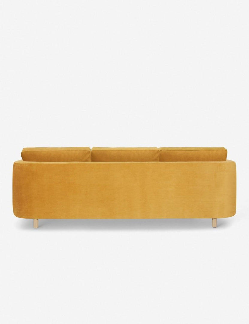 #color::goldenrod-velvet #configuration::left-facing | Back of the Belmont Goldenrod Velvet left-facing sectional sofa