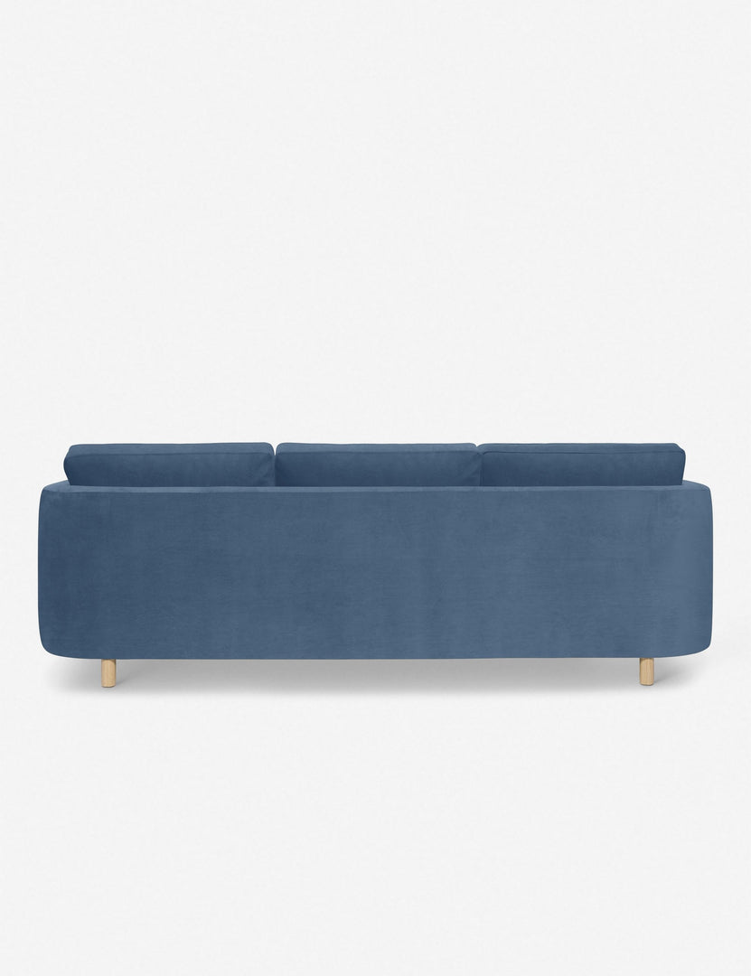 #color::harbor #configuration::left-facing | Back of the Belmont Harbor Blue Velvet left-facing sectional sofa