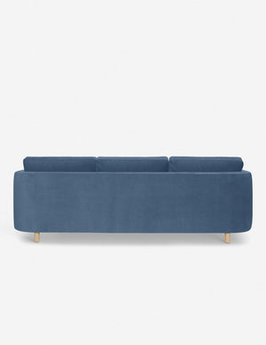 Back of the Belmont Harbor Blue Velvet right-facing sectional sofa