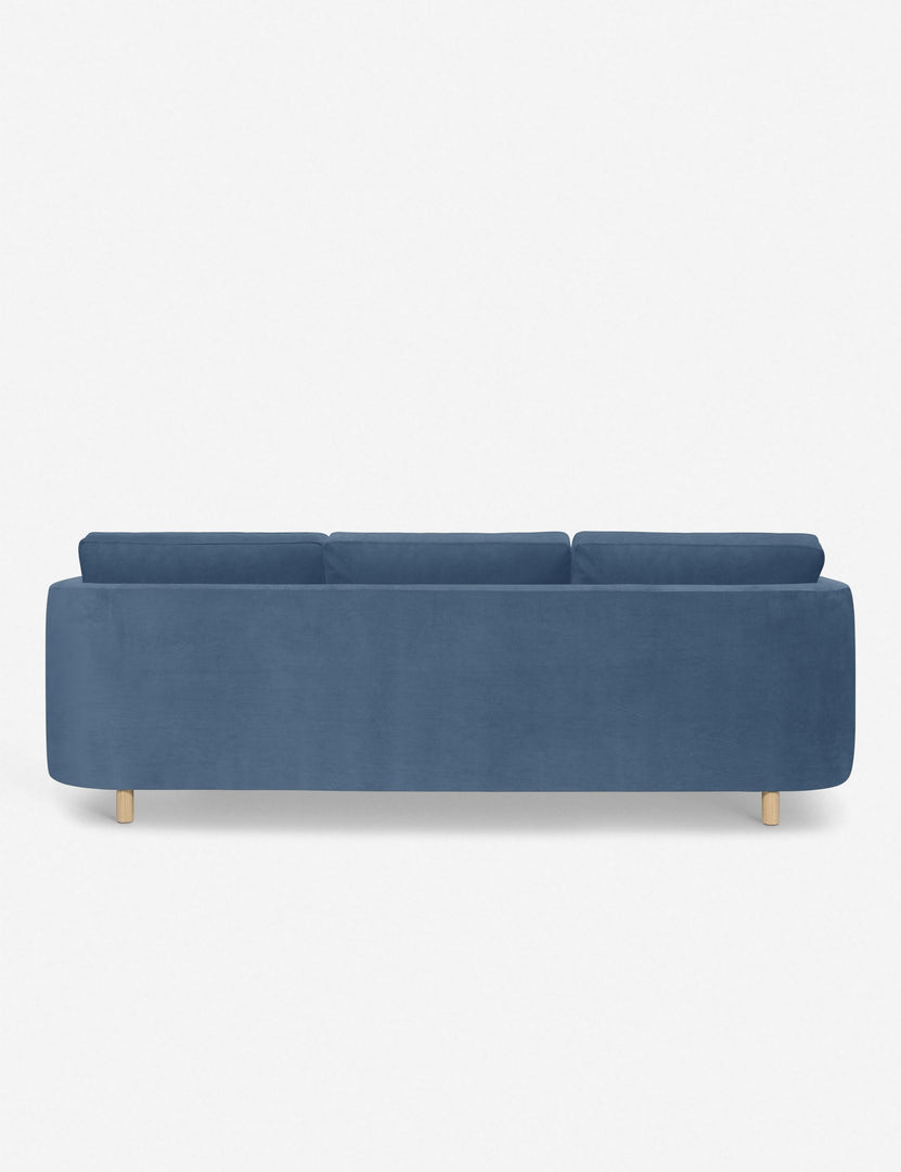 #color::harbor #configuration::right-facing | Back of the Belmont Harbor Blue Velvet right-facing sectional sofa