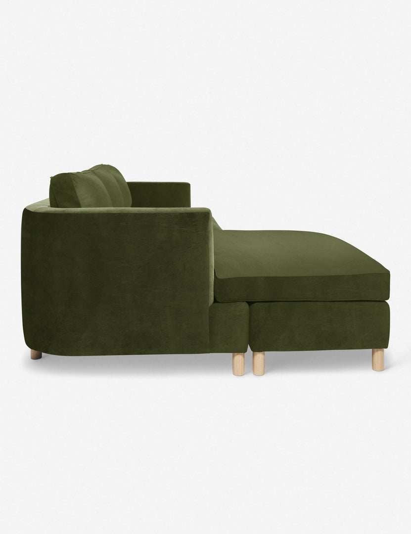 #color::jade #configuration::left-facing | Right side Belmont Jade Green Velvet left-facing sectional sofa