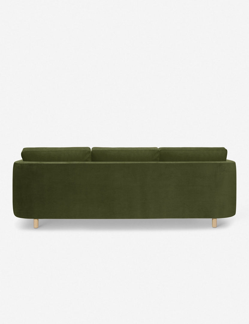#color::jade #configuration::left-facing | Back of the Belmont Jade Green Velvet left-facing sectional sofa