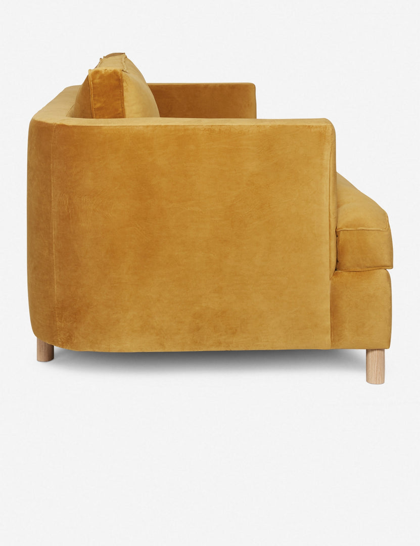#size::72-W #size:84-W #color::goldenrod-velvet #size::96-W | Side of the Goldenrod Velvet Belmont Sofa