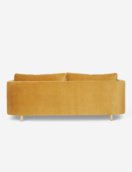 #size::72-W #size:84-W #color::goldenrod-velvet #size::96-W | Back of the Goldenrod Velvet Belmont Sofa
