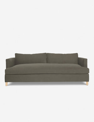 Loden Gray Velvet Belmont Sofa with curved back and oversized cushions by Ginny Macdonald
