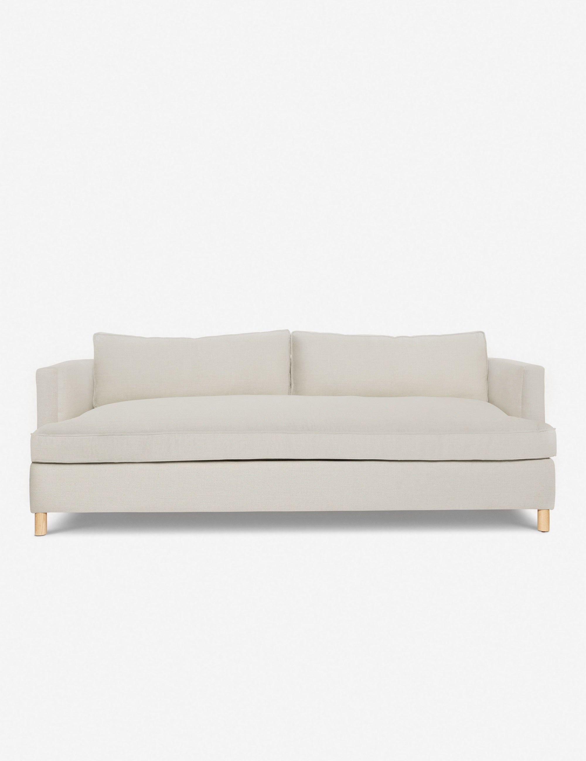 #size::72-W #size:84-W #color::natural #size::96-W | Natural Belmont Sofa with curved back and oversized cushions by Ginny Macdonald