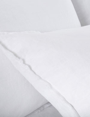 Close-up of the white blair stonewashed linen duvet by pom pom at home