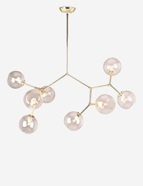 #color::gold | Bobbi gold branching chandelier with glass orb bulbs