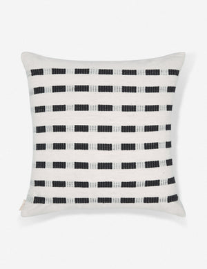 Bertu onyx black pillow with a woven dash pattern by Bolé Road Textiles