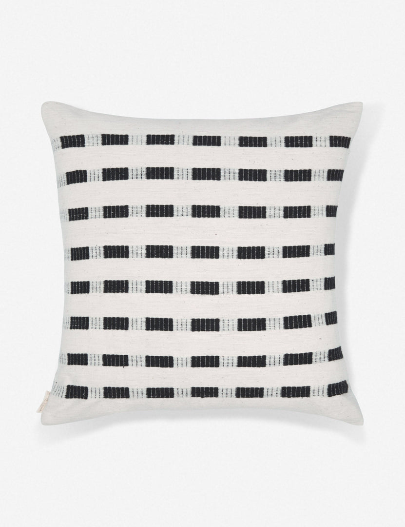 #color::onyx | Bertu onyx black pillow with a woven dash pattern by Bolé Road Textiles