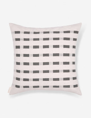 Bertu pumice gray pillow with a woven dash pattern by Bolé Road Textiles