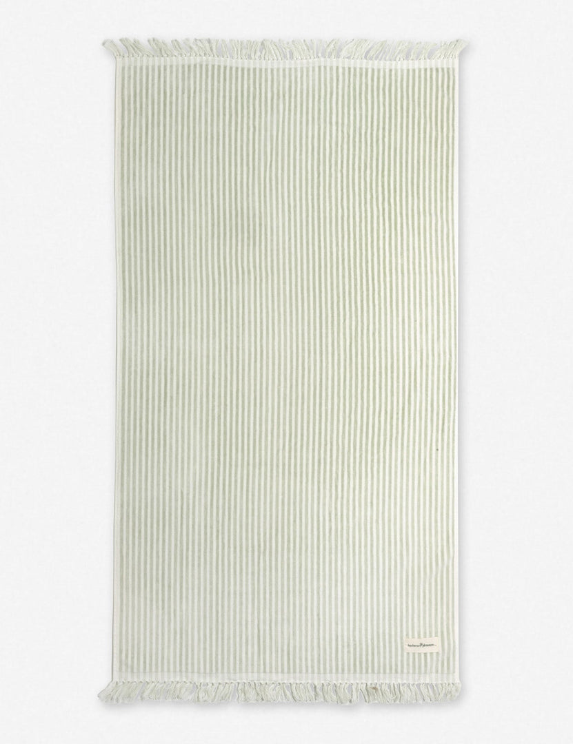#color::sage-stripe #style::sage-stripe | Sage green and white striped Beach Towel by Business & Pleasure Co