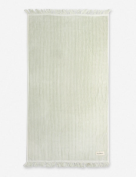 #color::sage-stripe #style::sage-stripe | Sage green and white striped Beach Towel by Business & Pleasure Co