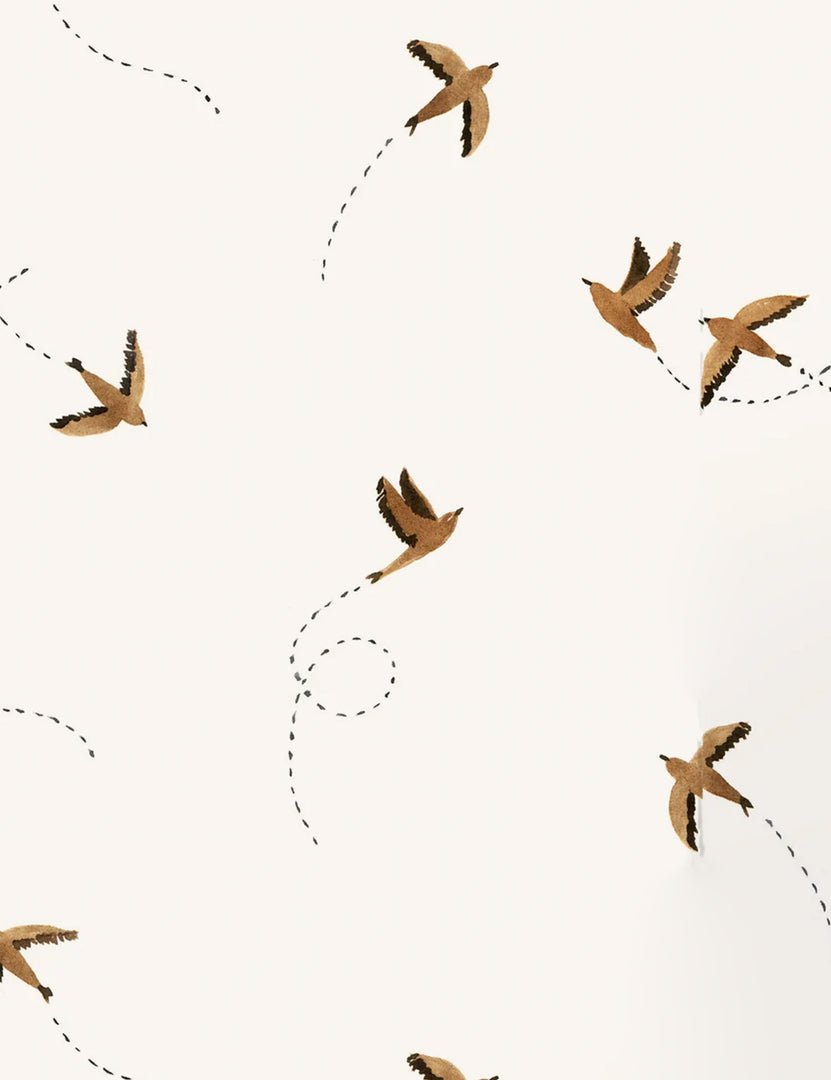 Rylee + Cru Sparrows Wallpaper Swatch, Rust