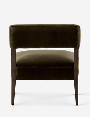 Rear view of the Lyssa olive velvet accent chair
