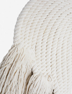 Close up of the woven construction of the white forte wall hanging
