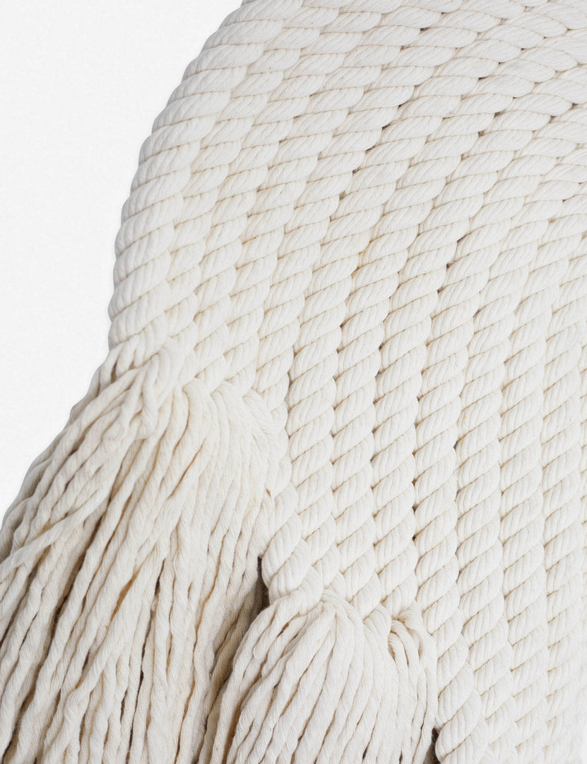 #color::white | Close up of the woven construction of the white forte wall hanging