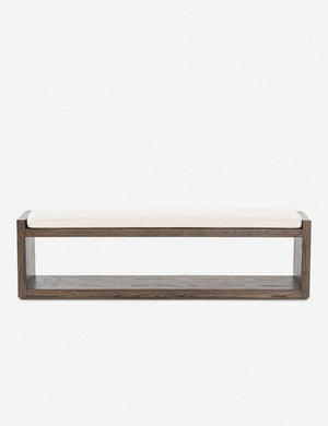 Marella dark wooden Bench with an ivory linen colored cushion