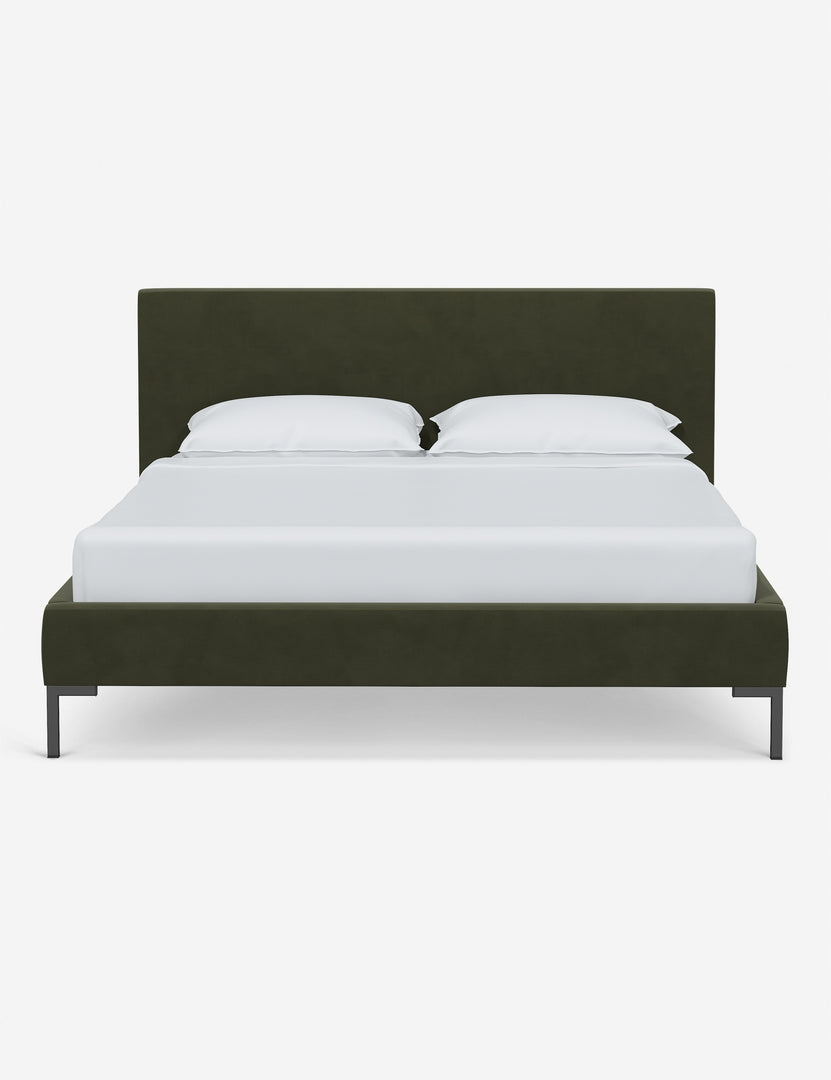 #color::moss #size::twin #size::full #size::queen #size::king #size::cal-king | Deva Moss platform bed with gray legs
