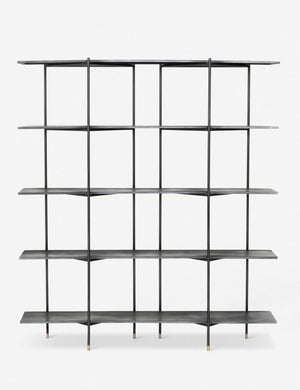 Ceil industrial iron Bookcase with an open and slim design and gold-tipped feet