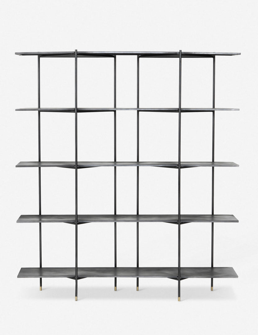| Ceil industrial iron Bookcase with an open and slim design and gold-tipped feet