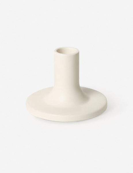 #size::medium | White sleek Ceramic Taper Candle Holder