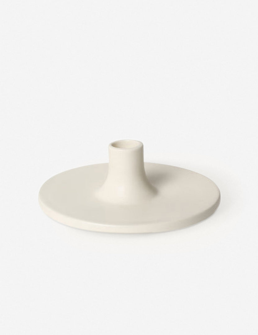 #size::wide | White sleek Ceramic Taper Candle Holder