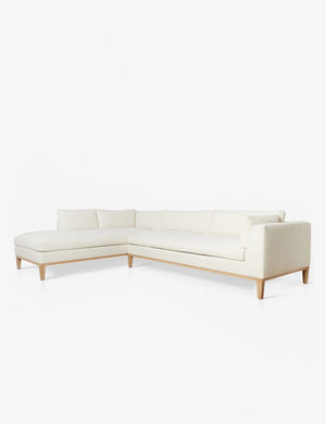 Angled view of the Charleston ivory left-facing sectional sofa