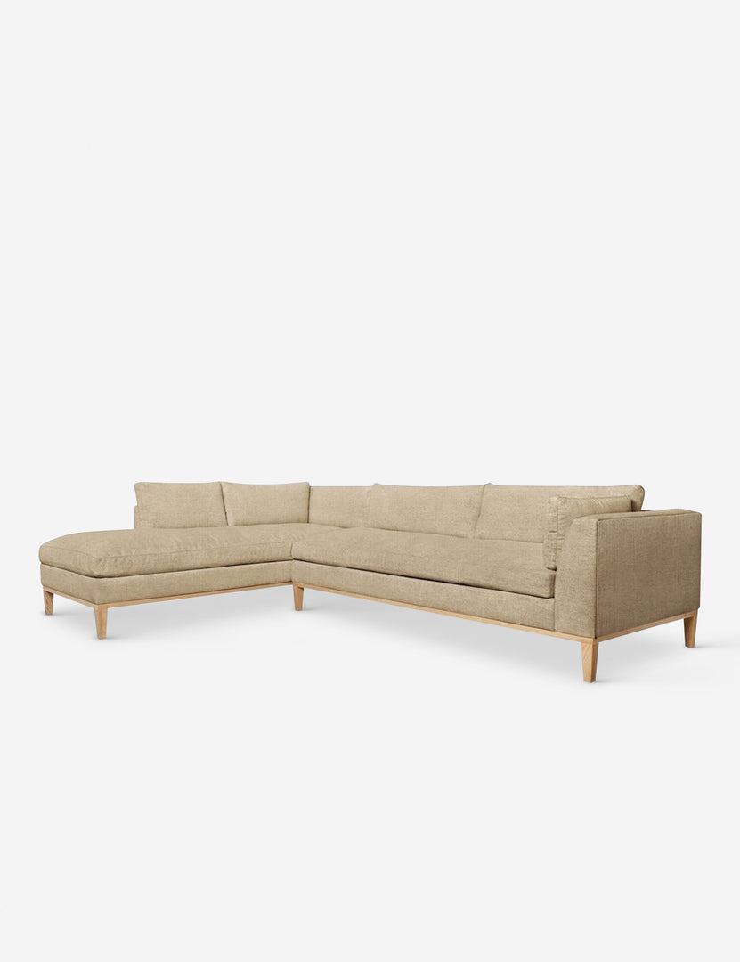 #size::103-w #size::115-w #size::127-w #size::139-w #color::linen #size::151-w #configuration::left-facing | Angled view of the Charleston linen left-facing sectional sofa