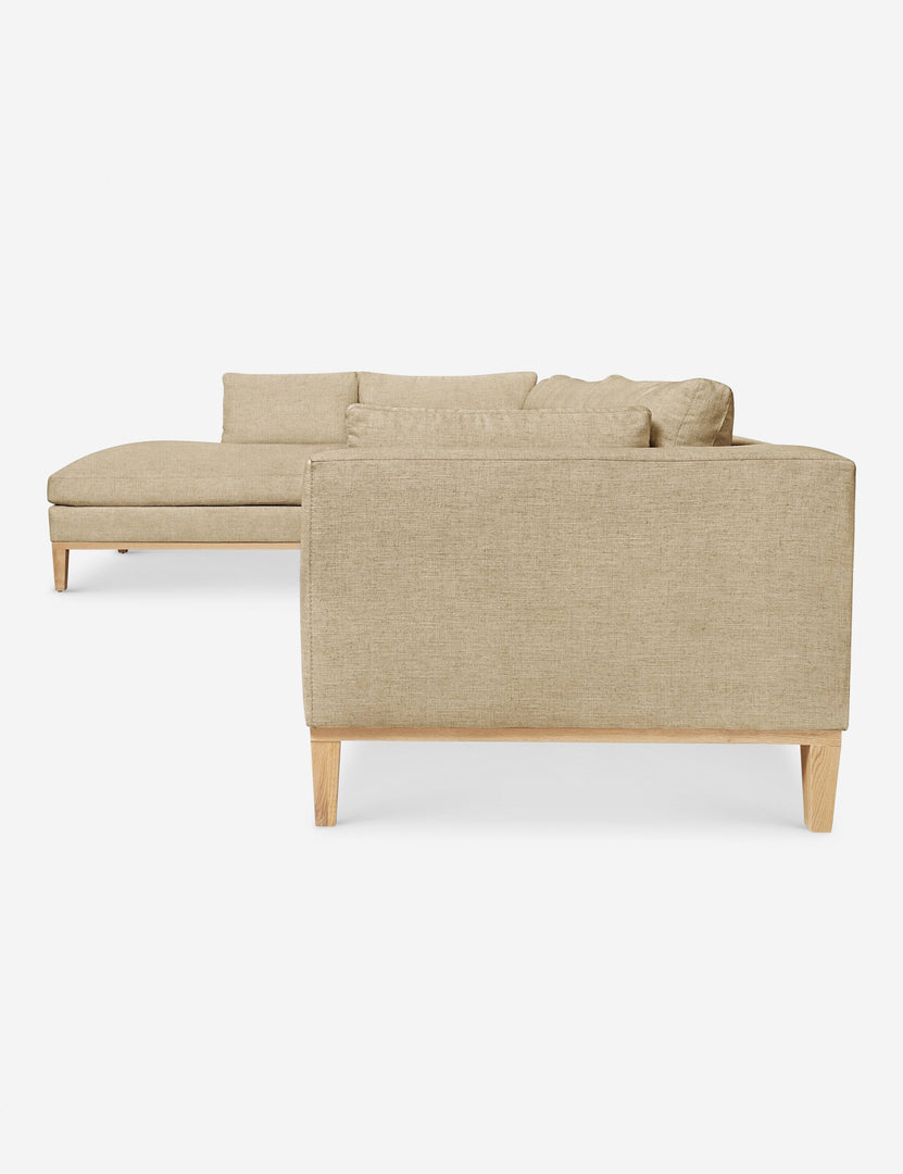 #size::103-w #size::115-w #size::127-w #size::139-w #color::linen #size::151-w #configuration::left-facing | Side of the Charleston linen left-facing sectional sofa