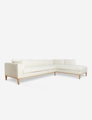 Angled view of the Charleston ivory right-facing sectional sofa