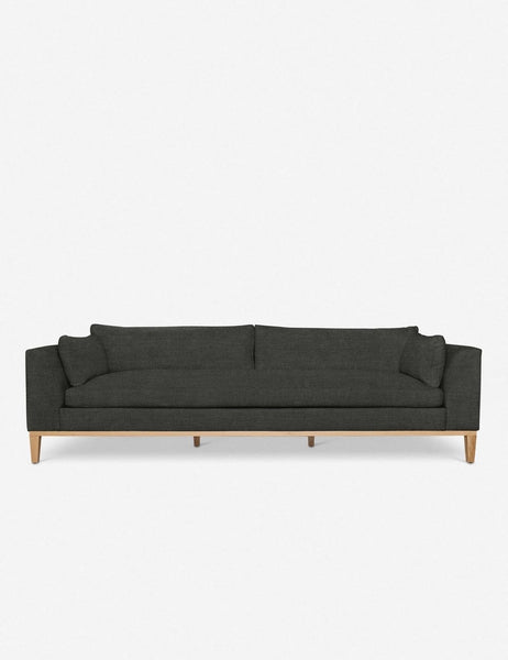 #size::10-w #size::6-w #size::7-w #size::8-w #color::charcoal #size::9-w | Charleston charcoal gray linen sofa with a single seat cushion, natural oak base, and gently curved arms