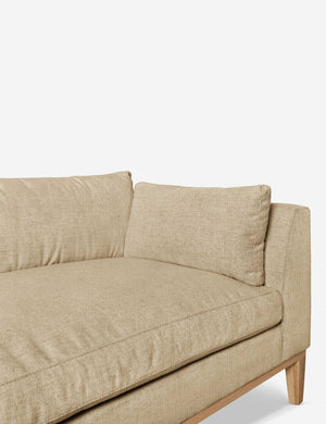 Inner corner of the Charleston linen right-facing sectional sofa