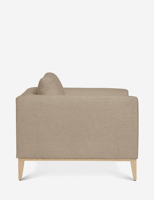 Side of the Charleston Pebble gray linen accent chair
