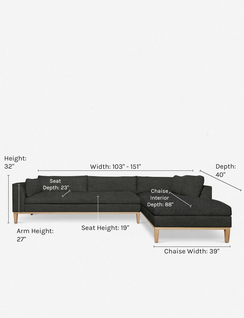 #size::103-w #size::115-w #size::127-w #size::139-w #color::charcoal #size::151-w #configuration::right-facing | Dimensions on the Charleston charcoal right-facing sectional sofa