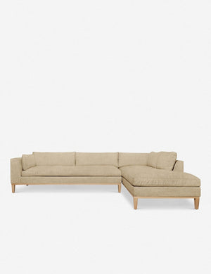 Charleston linen right-facing sectional sofa with oversized cushions