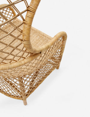 Upper view of the Charley rattan accent chair with sloping back
