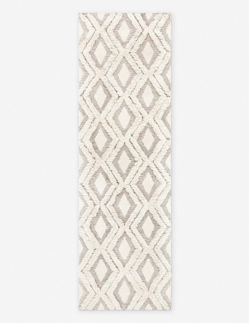#size::2-6--x-8- | Era wool diamond tufted geometric high-low runner rug.