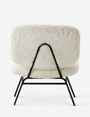 Rear view of the Amanda white plush upholstered accent chair