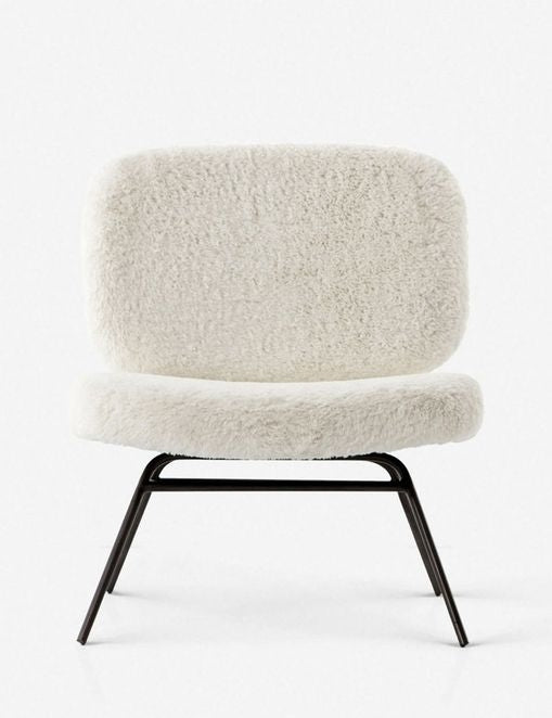 | Amanda white plush upholstered accent chair