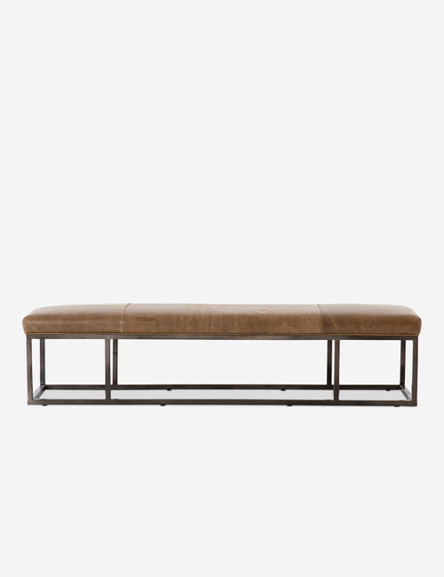 | Kabina brown leather upholstered bench