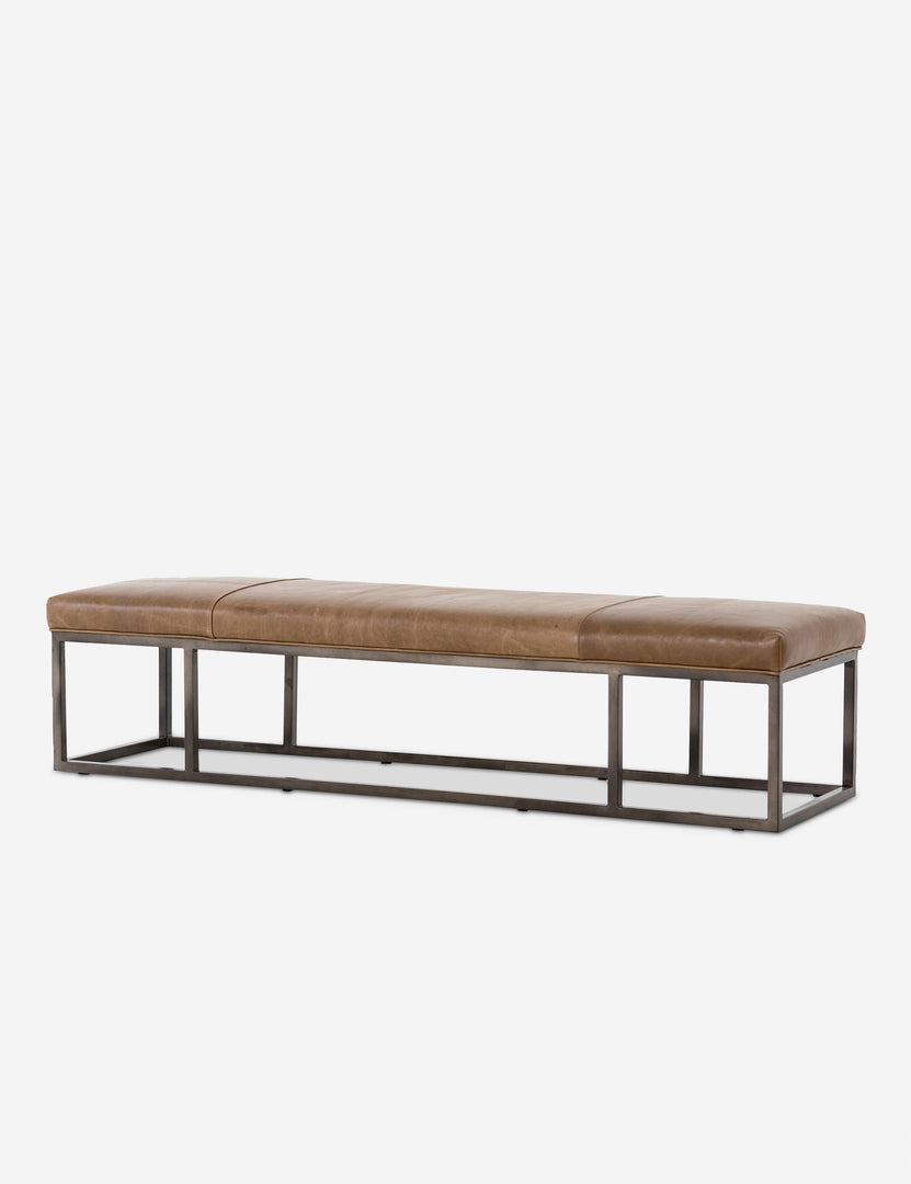| Angled view of the Kabina Leather Bench