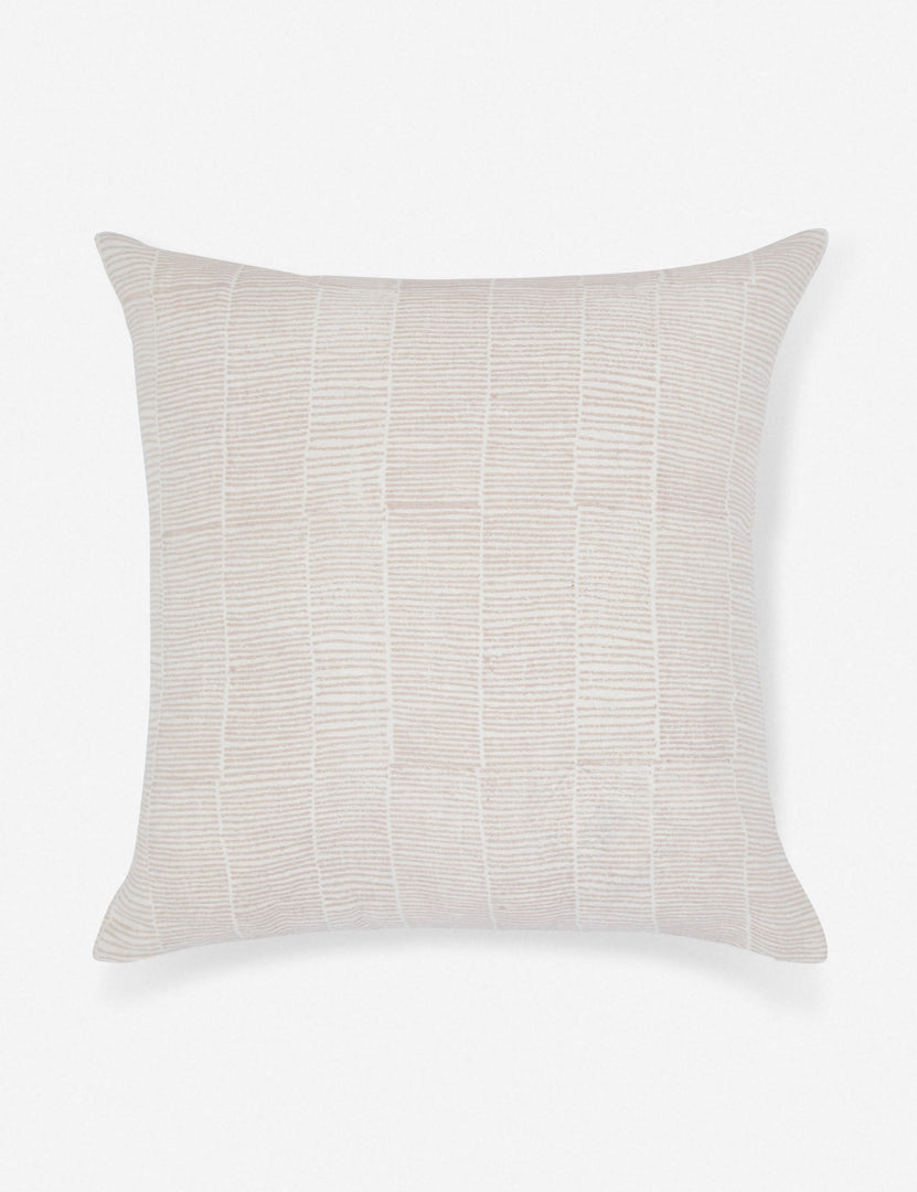 #color::blush #style::square | Claudette ivory linen square pillow with a blush pink ragged striped pattern