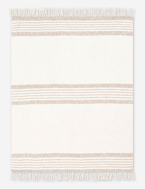 Elulia woven two-tone taupe throw with fringed ends