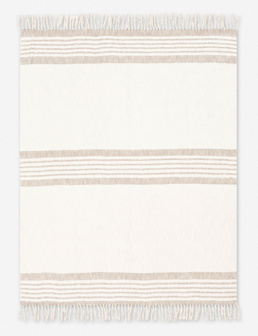 #color::taupe | Elulia woven two-tone taupe throw with fringed ends