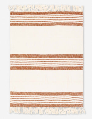 Elulia woven two-tone cognac throw with fringed ends